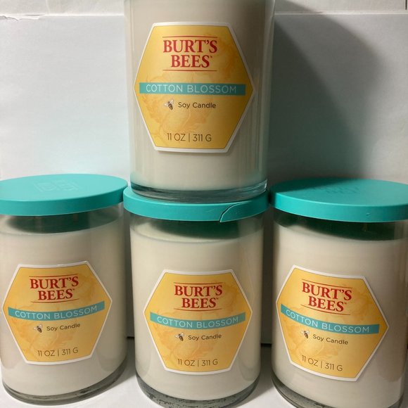 Burt's Bees Cotton Blossom Soy Candle 11 ounces DISCONTINUED 4 Glass Jars Soy